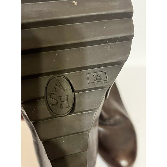 ASH •38/ US 7.5• Hidden Wedge Ankle Boots Rear Zip Brown Leather - Picture 4 of 6